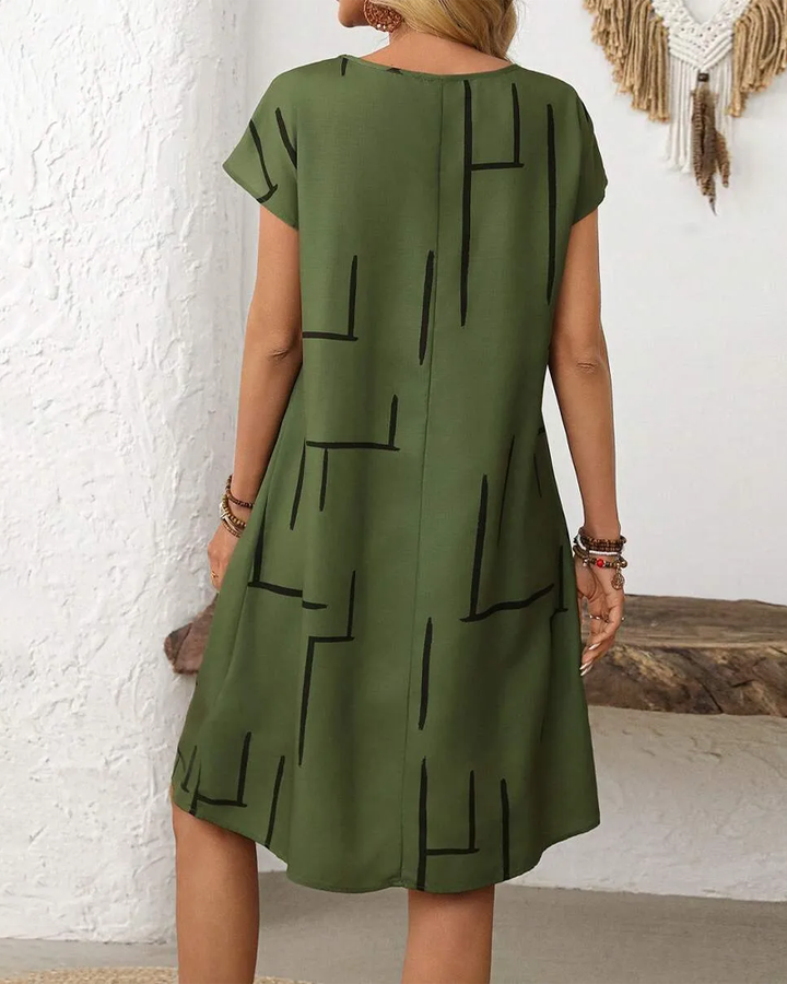 Klänning Dam Sommar Casual Tryck Rund Hals