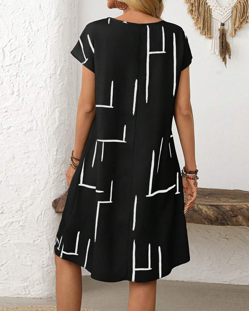 Klänning Dam Sommar Casual Tryck Rund Hals