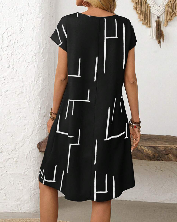 Klänning Dam Sommar Casual Tryck Rund Hals