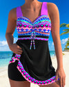 Badehose mit Kordelzug und Streifenprint