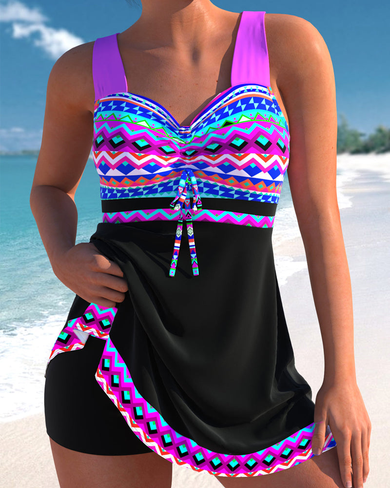 Badehose mit Kordelzug und Streifenprint