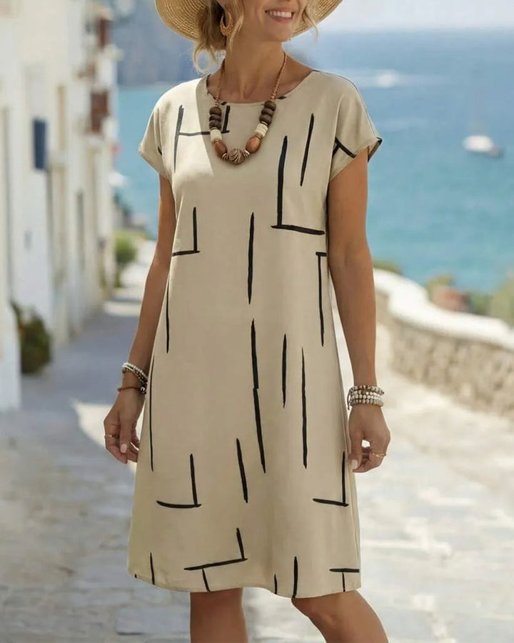 Klänning Dam Sommar Casual Tryck Rund Hals