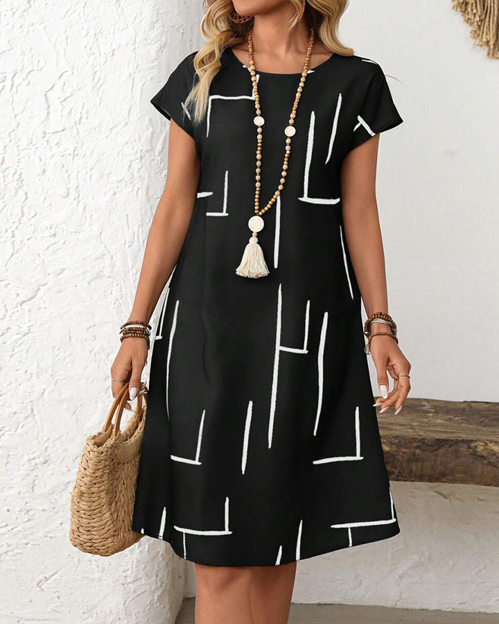 Klänning Dam Sommar Casual Tryck Rund Hals