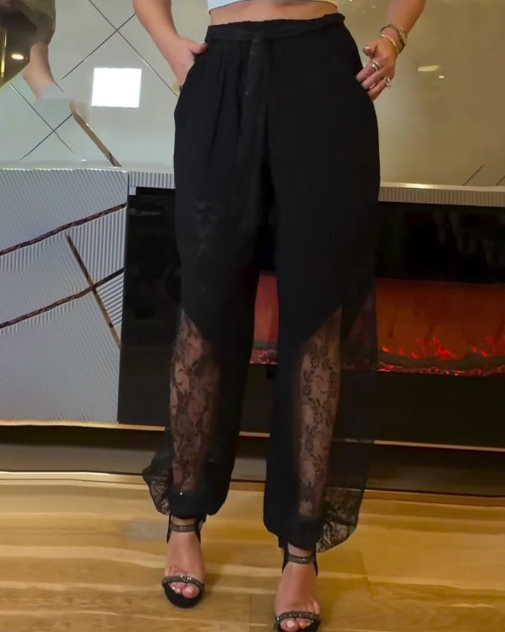 Byxor Spets Lapptäcke Elastisk Midja Lykta