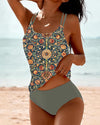 Bedruckter Tankini mit doppelten Trägern