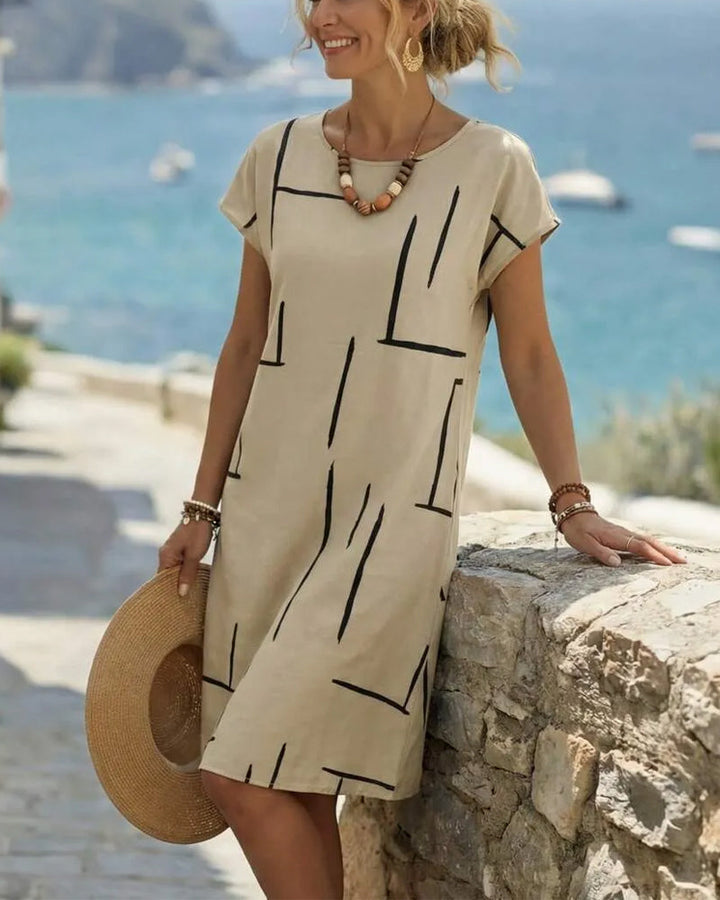Klänning Dam Sommar Casual Tryck Rund Hals