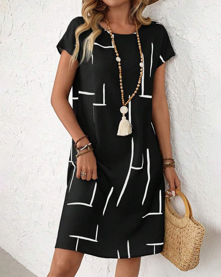 Klänning Dam Sommar Casual Tryck Rund Hals