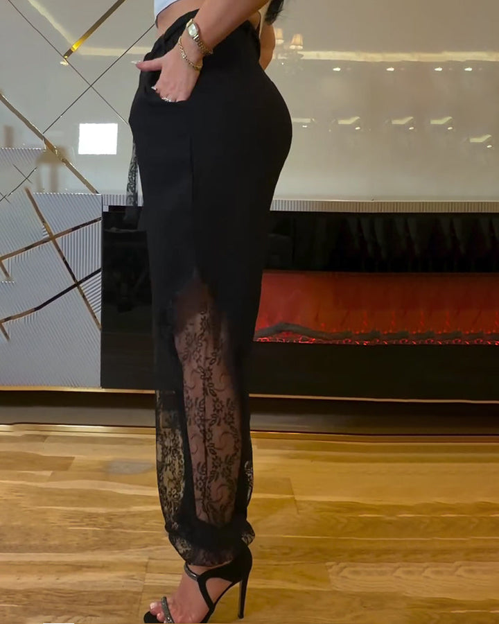 Byxor Spets Lapptäcke Elastisk Midja Lykta