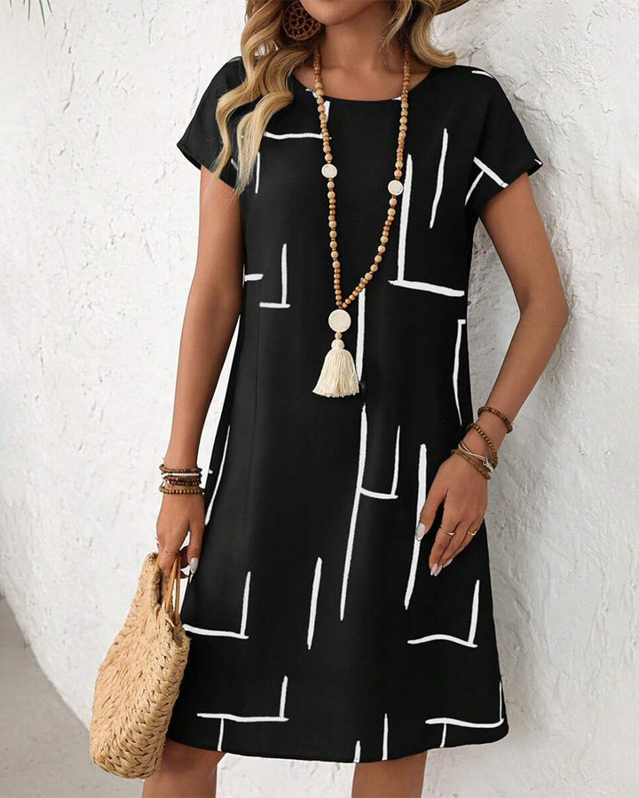 Klänning Dam Sommar Casual Tryck Rund Hals