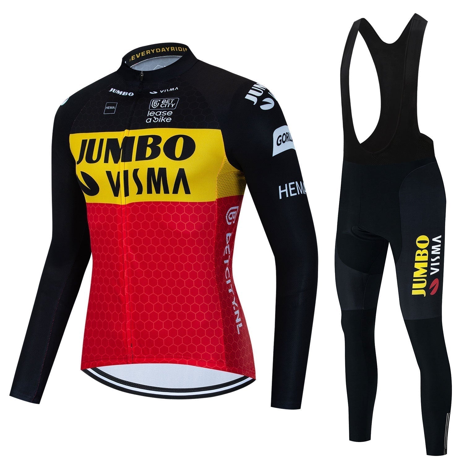 Jumbo Visma - Langarm-Professionelles Radsport-Set