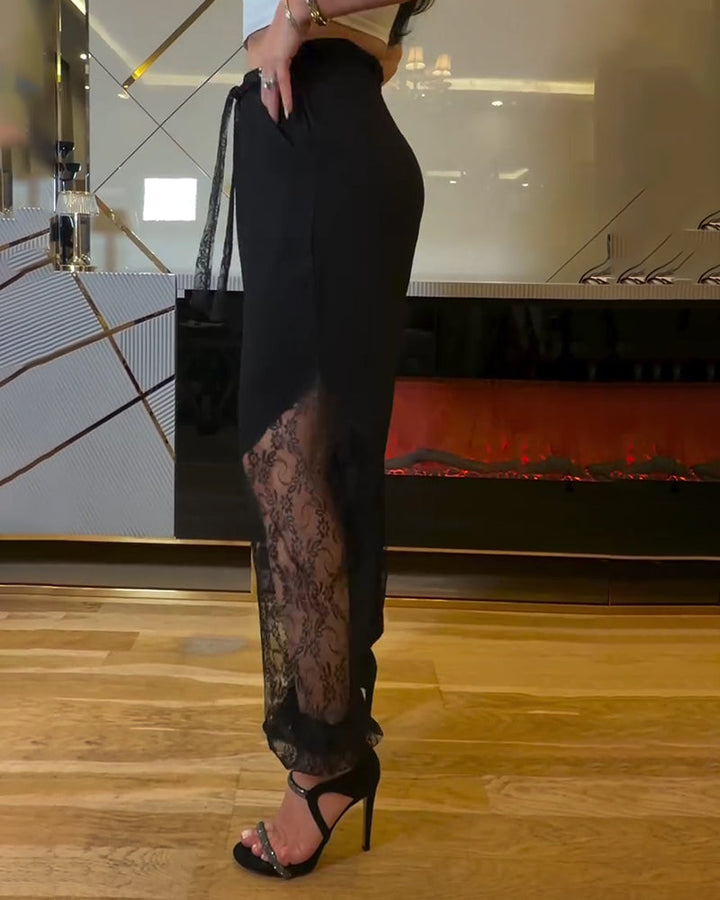 Byxor Spets Lapptäcke Elastisk Midja Lykta