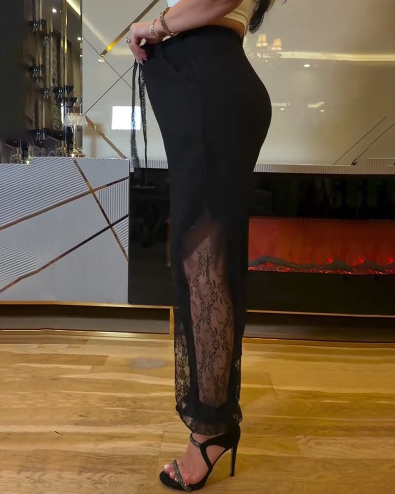 Byxor Spets Lapptäcke Elastisk Midja Lykta