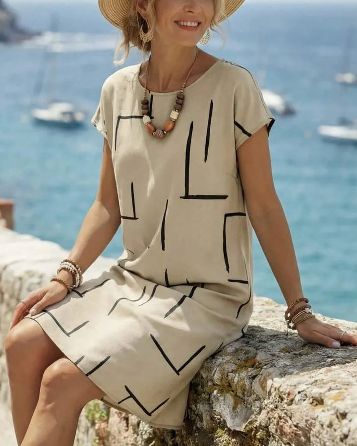 Klänning Dam Sommar Casual Tryck Rund Hals