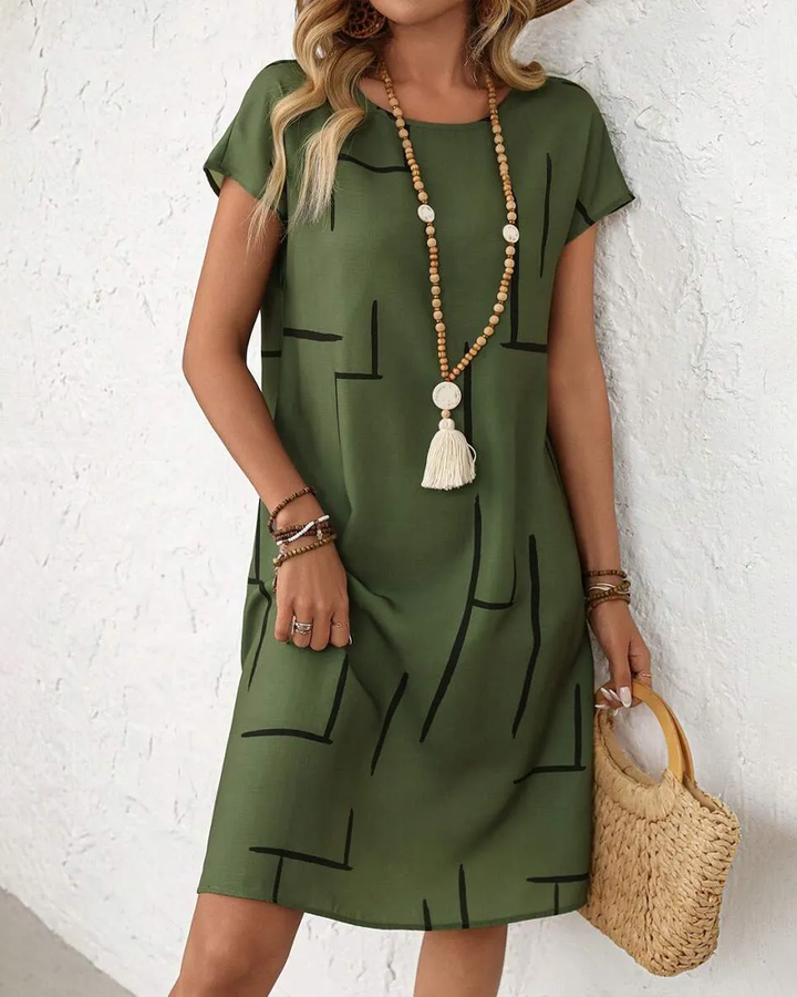 Klänning Dam Sommar Casual Tryck Rund Hals