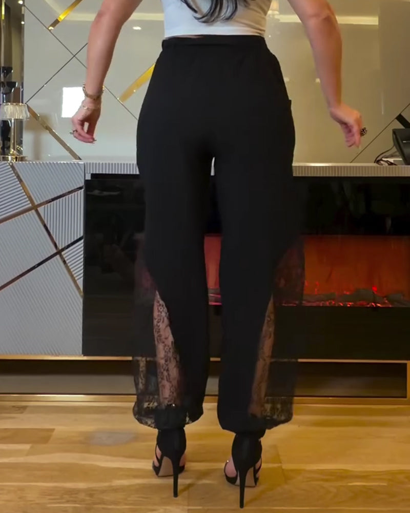 Byxor Spets Lapptäcke Elastisk Midja Lykta