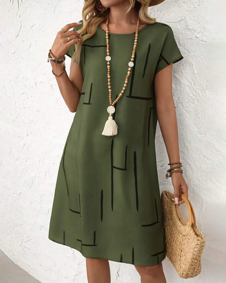 Klänning Dam Sommar Casual Tryck Rund Hals