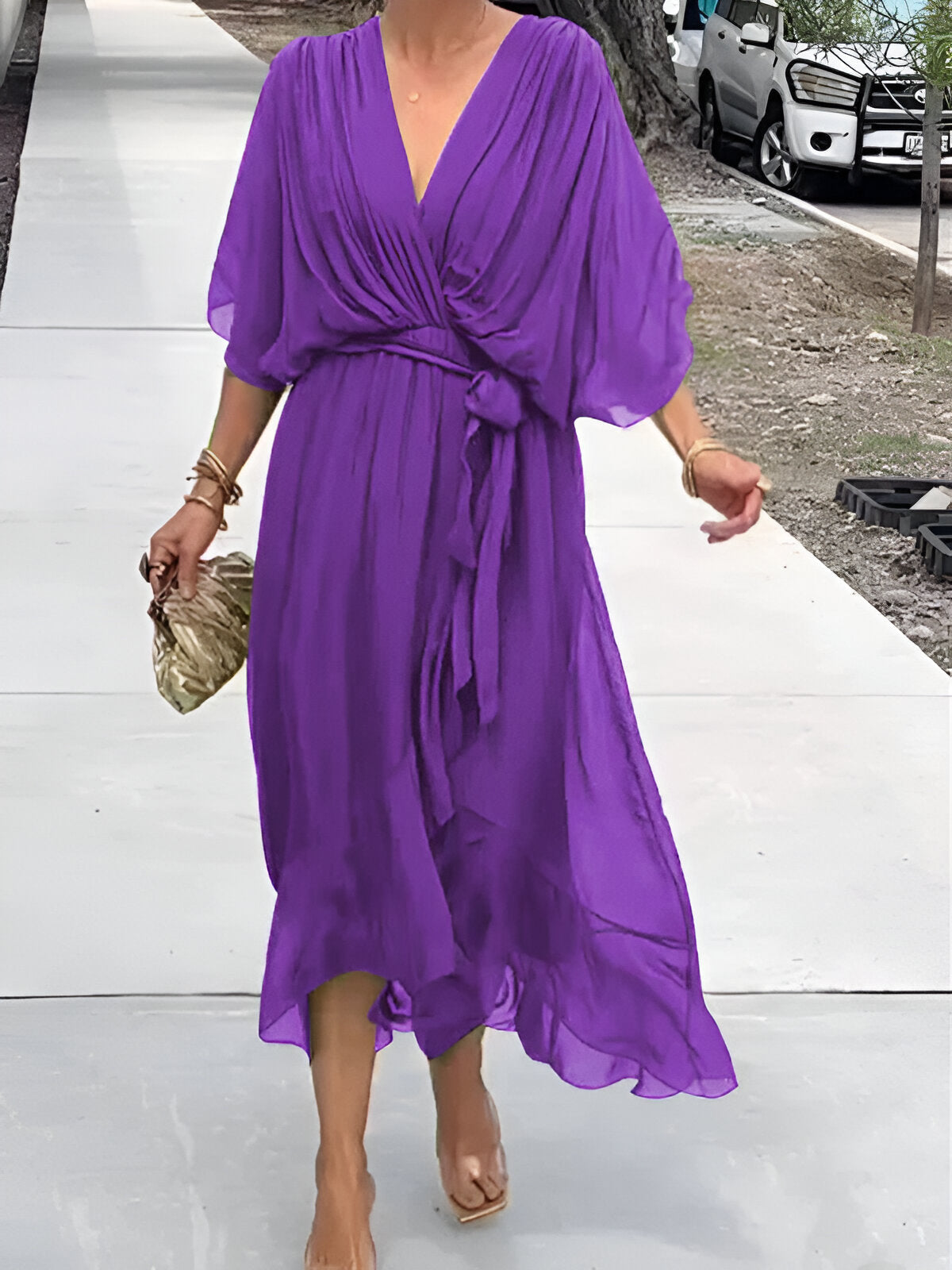 Monica™ | Chiffon jurk met V-hals