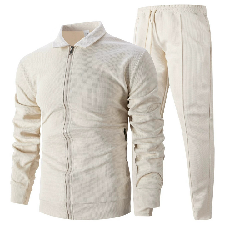 Snyggt 2-delat set med kavaj och joggingbyxor för herr