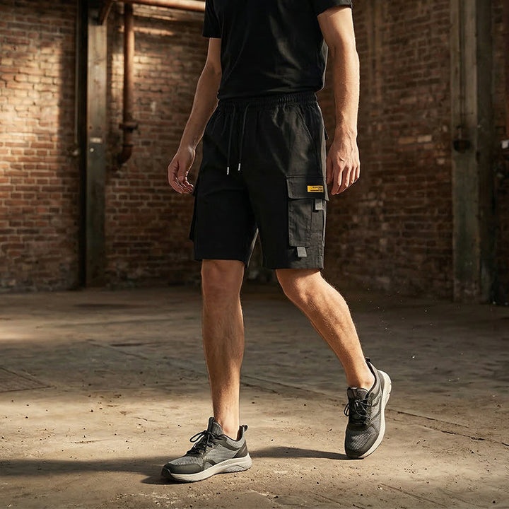 Männs casual cargoshorts med dragsko i midjan