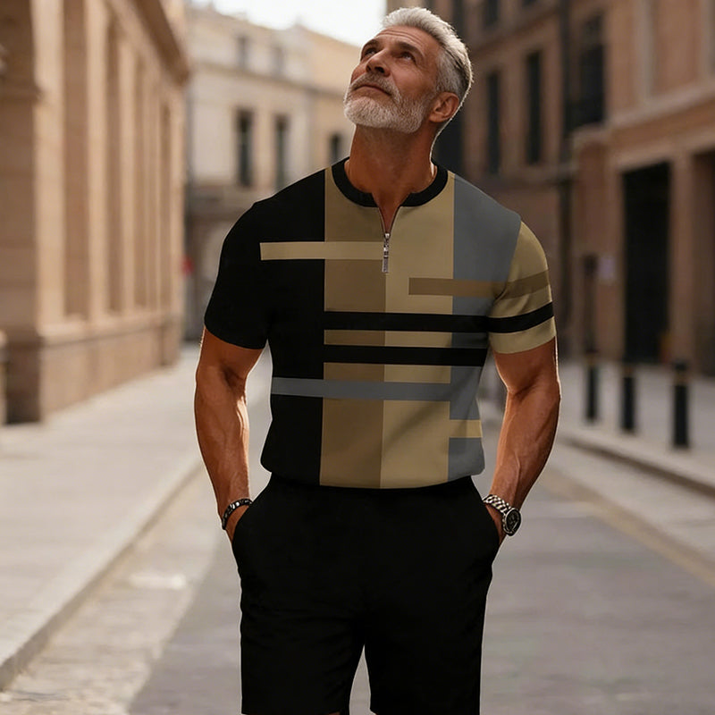 Herrset med skjorta och shorts med dragkedja