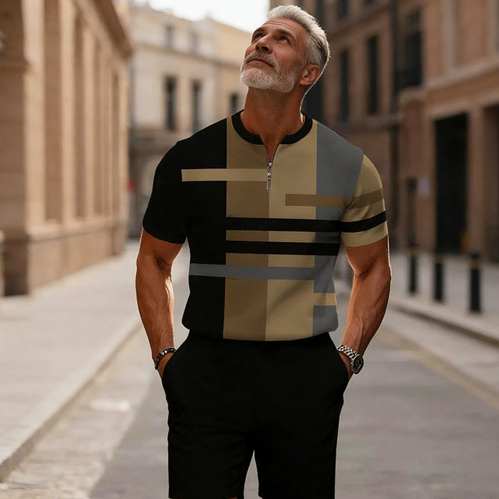 Herrset med skjorta och shorts med dragkedja