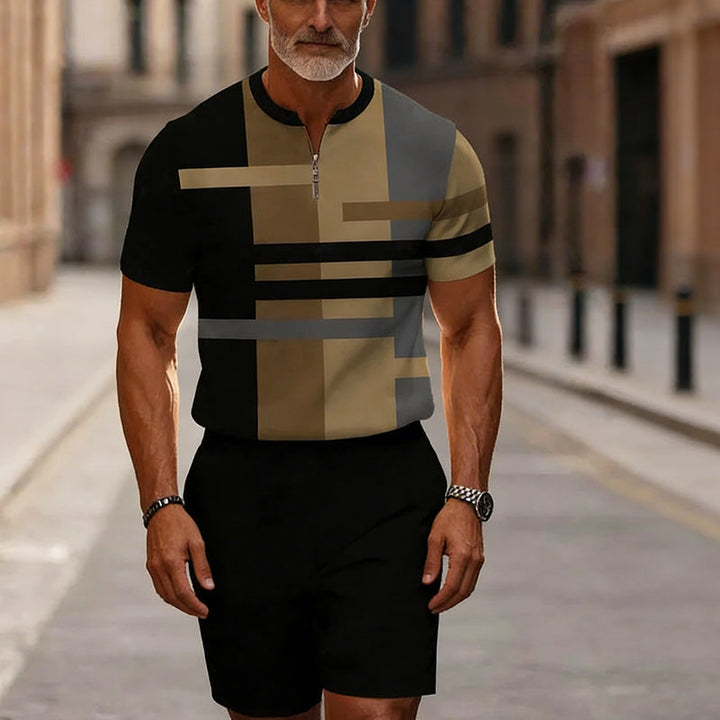 Herrset med skjorta och shorts med dragkedja