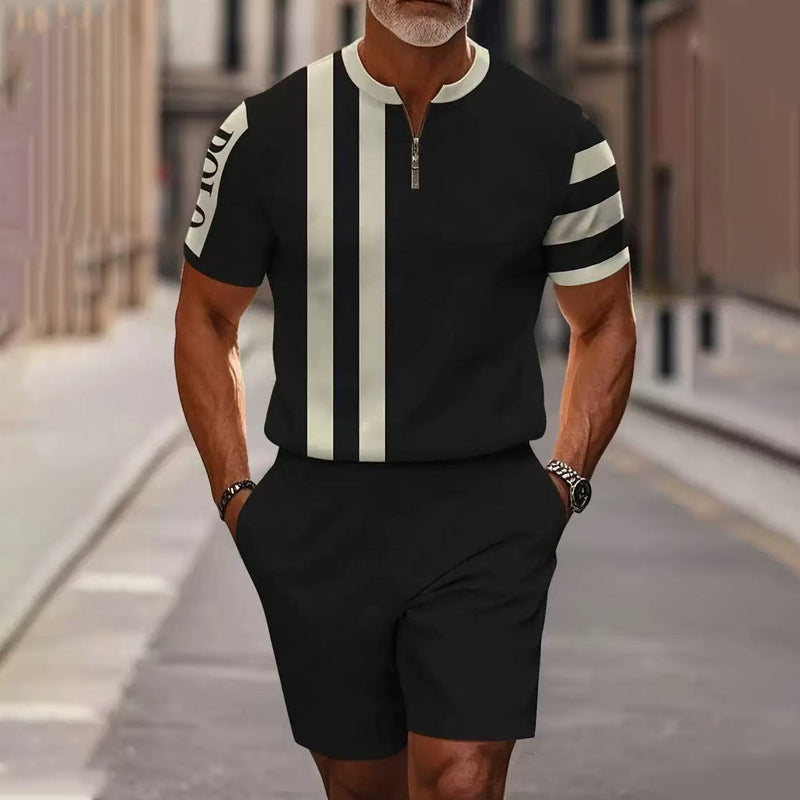 Herrset med skjorta och shorts med dragkedja