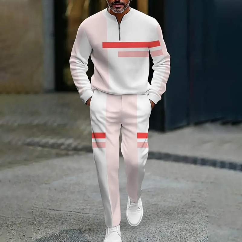 Träningsset för Män med Halv Dragkedja & Färgblock