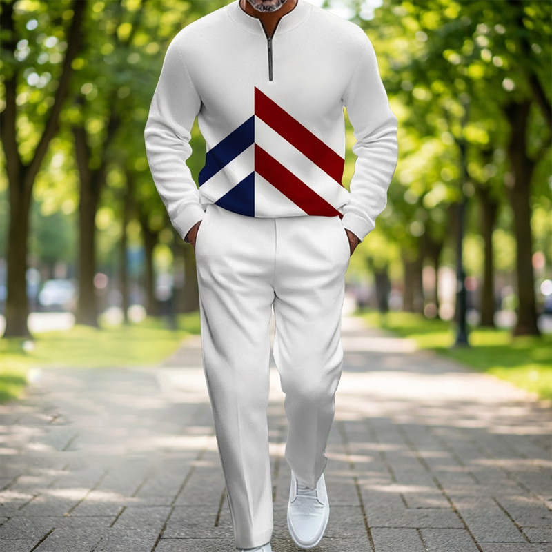 Träningsset för Män med Halv Dragkedja & Färgblock