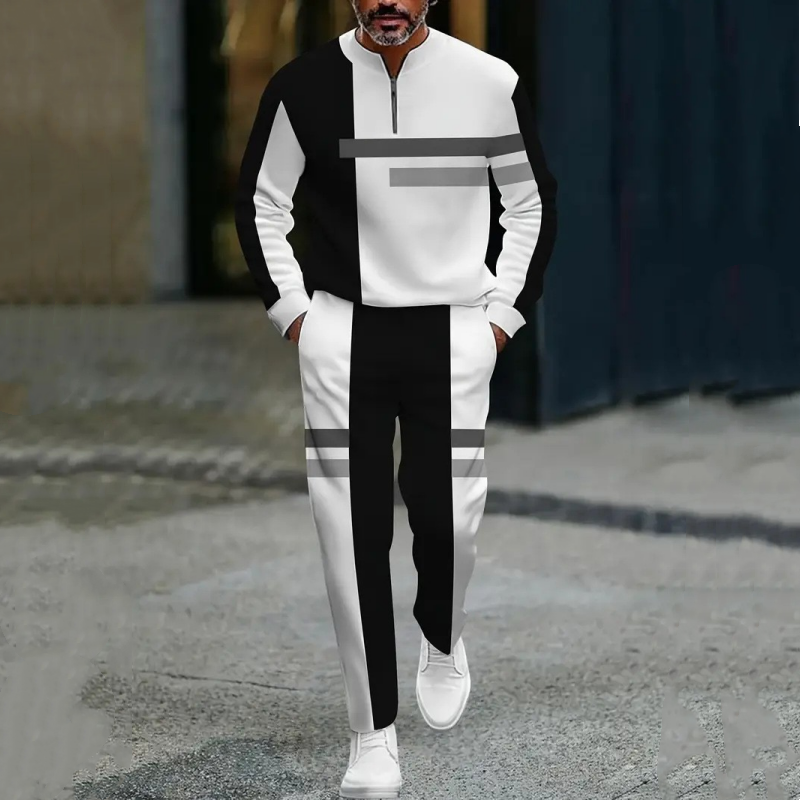 Träningsset för Män med Halv Dragkedja & Färgblock